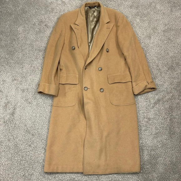 Brooks Brothers Other - Brooks Brothers Overcoat 40R Tan Camel Hair Double Breasted Polo Coat Vintage
